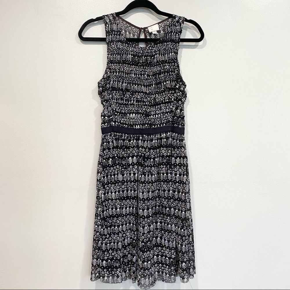 Anthropologie Postcard black Sleeveless Black Floral Pleated fit & flare dress X - Picture 2 of 12